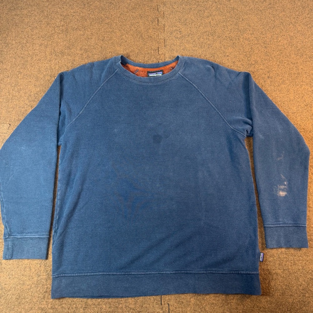 Patagonia Crewneck Sweatshirt Mens Large Blue Raglan Fleece Pullover 2888